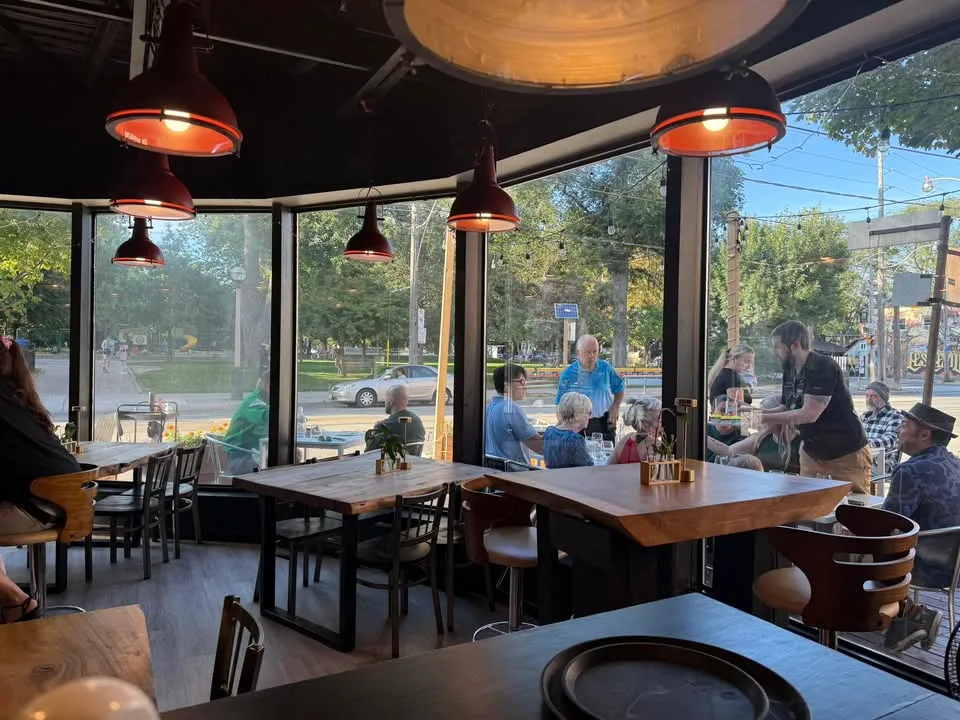 Interior of NOLA Eatery blending French and Italian aesthetics